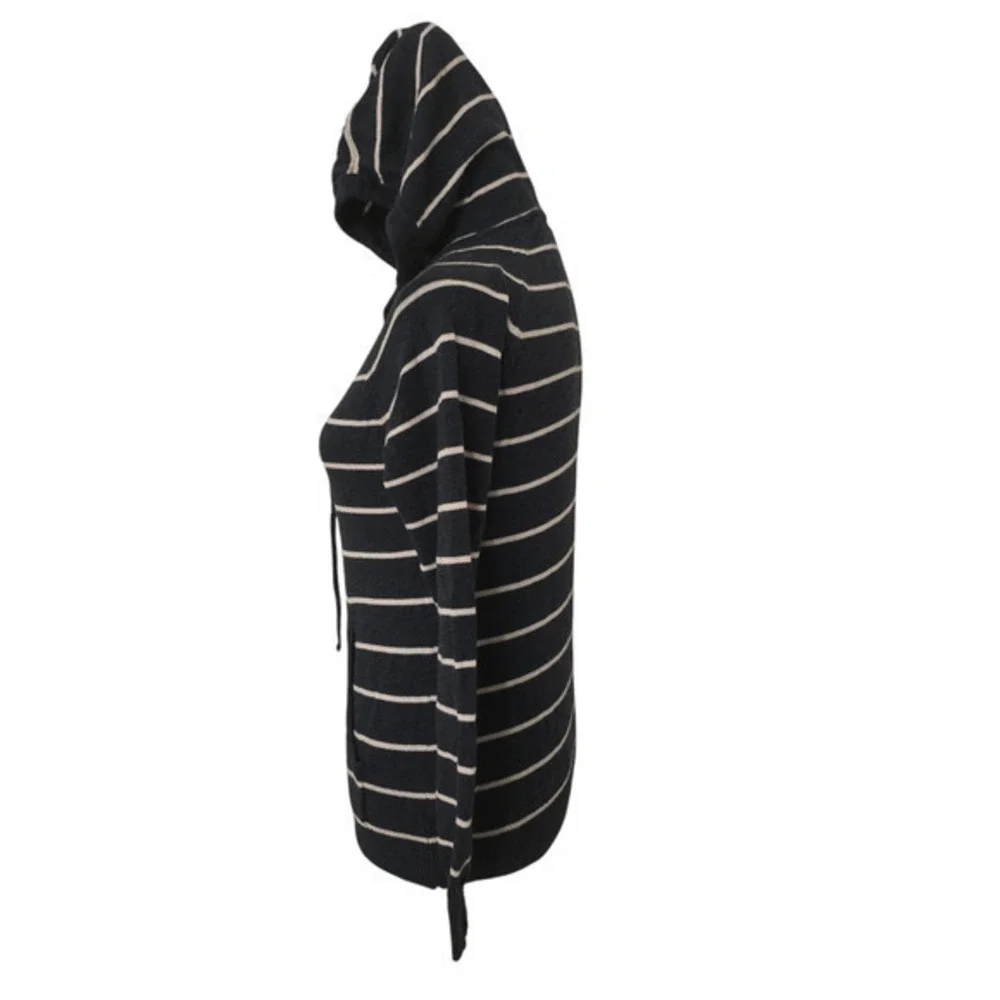 I Love H81 Sz Small Striped Pullover Lightweight Hoodie Sweater Blue and Cream‎